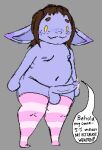  anthro bodily_fluids clothing cum dialogue english_text genital_fluids genitals gentle_giant girly goblin human humanoid johnny_(kralex) kralex_(artist) legwear low_res macro male mammal micro nude ownership penis pet precum size_difference slightly_chubby text thick_thighs thigh_highs undnift 
