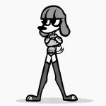  1:1 animated anthro canid canine canis clothing dancing domestic_dog female fifi_(somemf) leggings legwear mammal monochrome no_sound panties poodle short_playtime solo somemf underwear 