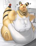  2021 ?! ampharos anthro anthrofied bed belly belly_overhang bellylliumu big_belly big_breasts black_sclera black_stripes blush bodily_fluids breasts clothing countershade_belly countershade_torso countershading digital_media_(artwork) dripping emanata fat_rolls female flash_emanata flippers forehead_gem furniture gem glistening glistening_body hi_res huge_breasts hyper hyper_belly looking_at_self love_handles morbidly_obese morbidly_obese_anthro morbidly_obese_female motion_lines multicolored_body nintendo obese obese_anthro obese_female on_bed open_mouth overweight overweight_anthro overweight_female pillow pok&eacute;ball pok&eacute;mon pok&eacute;mon_(species) pok&eacute;morph poster raised_arm raised_tail red_gem shaded sheet_(disambiguation) shirt sitting sitting_on_bed solo stripes surprise sweat tail_gem tank_top tearing_clothing thick_arms thick_neck thick_tail thick_thighs three-quarter_view topwear torn_clothing torn_topwear two-tone_body video_games white_body white_clothing white_countershading white_shirt white_tank_top white_topwear yellow_body 