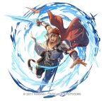  bag cape collared_shirt eyepatch facial_hair fire_emblem fire_emblem_echoes:_shadows_of_valentia fire_emblem_heroes floating_cape frostyvillager full_body goatee holding holding_sword holding_weapon leather_belt leather_strap male_focus muscular muscular_male official_alternate_costume official_art pectorals red_hair saber_(fire_emblem) sandals satchel shirt solo sword weapon 
