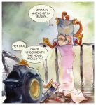  car daxter debean feet garage_(building) humor jak jak_and_daxter magazine male mammal mustelid naughty_dog ottsel painting_(artwork) pawpads paws sony_corporation sony_interactive_entertainment spread_toes tail_twist text toes tools traditional_media_(artwork) vehicle video_games watercolor_(artwork) 