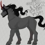  antlers beard black_mane black_tail chimera discord_(mlp) draconequus equid equine eyebrows facial_hair feral friendship_is_magic fur ghoulhowls grey_body grey_fur hasbro hi_res hooves horn inner_ear_fluff king_sombra_(mlp) male mammal mane my_little_pony red_eyes thick_eyebrows tuft unicorn 