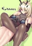  1boy 1girl blonde_hair breasts commentary_request fairy_knight_gawain_(fate) fairy_knight_gawain_(second_ascension)_(fate) fate/grand_order fate_(series) feet femdom grey_background heterochromia large_breasts mixed-sex_combat pantyhose scissorhold simple_background tetsunohiji triangle_choke wrestling 