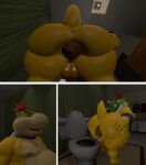  3d_(artwork) absurd_res anthro anus backsack balls bed bedroom big_butt bowser_jr. bracelet butt butt_focus carpet collar digital_media_(artwork) dragon feces furniture genitals hand_on_butt hi_res huge_butt jewelry koopa looking_at_viewer looking_back looking_pleasured male mario_bros metal_collar nintendo nude penis pooping presenting presenting_hindquarters rear_view reptile royalty scalie scat solo solo_focus source_filmmaker tecbuttlovefa thick_thighs toilet toilet_use turds turtle video_games wide_hips 