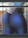  2022 anthro building butt butt_focus city clothing disney female first_person_view hi_res judy_hopps ladnelsiya lagomorph leporid mammal police_officer rabbit solo thick_butt thick_thighs uniform wide_hips window zootopia 