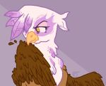  beak brown_body brown_feathers eyelashes feathered_wings feathers female feral friendship_is_magic gilda_(mlp) hasbro looking_down my_little_pony simple_background smile uppypups white_body white_feathers wings yellow_eyes 