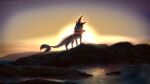  cloud coffeefly eeveelution hi_res nintendo pok&eacute;mon pok&eacute;mon_(species) rock sunset vaporeon video_games water 