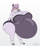  2021 belly big_belly big_breasts big_butt blush bovid breasts butt caprine clothing digital_media_(artwork) female fur hair hi_res huge_breasts hyper hyper_belly hyper_breasts hyper_pregnancy illonia_(mimelia) lingerie mammal navel outie_navel pink_hair pregnant satsumalord sheep solo thick_thighs wool_(fur) 