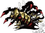  claws darkrai giratina glowing glowing_eye highres looking_ahead open_mouth orrdriver pokemon pokemon_(game) red_eyes sketch solo_focus staryu tail white_background 