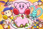  anniversary armor artist_request bandana_waddle_dee bat_wings blue_eyes blush_stickers boom_microphone brown_eyes burger cake camera channel_ppp cherry closed_eyes commentary_request drooling elfilin food fork fruit highres holding holding_cake holding_food king_dedede kirby kirby&#039;s_dream_land kirby_(series) kirby_and_the_forgotten_land mask meta_knight microphone no_humans no_mouth notepad official_art one_eye_closed open_mouth plate shoulder_armor smile sparkle sparkling_eyes star_(symbol) tray waddle_dee wings yellow_eyes 