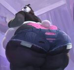  2022 absurd_res anthro artist_name belly_overhang black_body black_clothing black_fur black_hair black_shirt black_topwear bottomwear clothing colored curtains cutoffs daisy_dukes denim denim_clothing digital_media_(artwork) female fur giant_panda hair hi_res hotpants huge_thighs inside low-angle_view mammal morbidly_obese morbidly_obese_anthro morbidly_obese_female multicolored_body multicolored_fur nisha_(ns22_highwater) obese obese_anthro obese_female overweight overweight_anthro overweight_female panties pineconedraws pink_clothing pink_eyes pink_nose pink_panties pink_underwear portrait shaded shirt short_tail shorts solo thick_thighs three-quarter_portrait topwear torn_clothing two_tone_body two_tone_fur underwear ursid white_body white_fur 