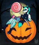  absurd_res anthro candy canid canine charonnix dessert female food fruit halloween hi_res holidays lollipop mammal micro nurah plant pumpkin solo 