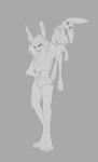  anthro barefoot bottomwear breasts carrying chest_tuft claws clothing digital_media_(artwork) digitigrade duo feet female ferima friends hair hare hi_res lagomorph leporid lifting_up mammal maylis on_shoulder paws rabbit shirt shorts simple_background size_difference sketch smile stronger tank_top toe_claws topwear tuft 