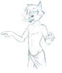 2016 anthro blush canid canine canis clothed clothing domestic_dog dragondrawer fur hair hi_res looking_away male mammal monochrome navel nipples sherlock_hound sherlock_hound_(series) sketch smoke smoking_pipe solo topless towel towel_around_waist towel_only 