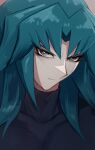  1boy aqua_eyes aqua_hair bangs covered_collarbone expressionless eyeshadow face long_hair looking_at_viewer makeup male_focus marufuji_ryou nodo_sn portrait sidelocks solo upper_body yu-gi-oh! yu-gi-oh!_gx 