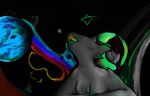  abstract_background alien anthro breasts chest_horn dragon electro_gravitic_craft female fur grey_body grey_fur hi_res inner_ear_fluff mammal multicolored_ears multicolored_tongue murid murine oawn_werty_jerrio_odine planet rat rodent solo star tongue traitors_avatar tuft ufo vimana 