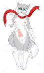  absurd_res anthro areola balls breasts canid canine canis clothed clothing fur genitals gynomorph hi_res inner_ear_fluff intersex knot mammal morrrisey(artist) neck_tuft nipples penis solo tuft wolf wolf_wolfindeir 
