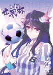  1girl ball black_hair cover cover_page dr._daji hair_ornament long_hair numbers&#039;_uniform official_art smile soccer_ball soccer_uniform spinning sportswear third-party_source white_background wristband yao_yao_(yuan_zun) yuan_zun 