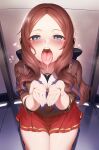  1girl bangs blue_eyes blush breasts brown_hair fate/grand_order fate_(series) forehead highres leonardo_da_vinci_(fate) leonardo_da_vinci_(rider)_(fate) long_hair looking_at_viewer m-da_s-tarou parted_bangs small_breasts thighs 