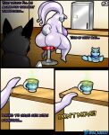 age_difference al_gx anthro assimilation beverage big_breasts big_butt breasts butt casual_nudity chubby_female clothed clothing comic container cup dragon english_text fan_character female fusion goo_creature goo_transformation goodra hi_res hood larger_female legendary_pok&eacute;mon mature_female melee_weapon mew nintendo opal_(al_gx) pikachu plushie pok&eacute;mon pok&eacute;mon_(species) pok&eacute;mon_fusion polearm possession purple_body sad scythe shiny_pok&eacute;mon sitting size_difference story tea text thick_thighs transformation video_games weapon wide_hips 