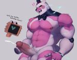  5_fingers abs animatronic anthro areola balls biceps big_penis blue_eyes blush bodily_fluids bow_tie butt claws clothing cum drooling electricity electrostimulation erection eyeshadow fingers five_nights_at_freddy&#039;s funtime_freddy_(fnafsl) fur genital_fluids genitals hat headgear headwear hi_res humanoid_genitalia humanoid_penis kato200_0 machine makeup male male/male mammal missing_hand multicolored_body multicolored_fur muscular muscular_anthro muscular_male navel nipples nude open_mouth pecs penis perineum pink_body pink_fur robot saliva scottgames simple_background sister_location solo teeth top_hat two_tone_body two_tone_fur ursid video_games white_body 