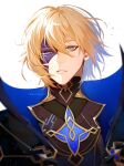  1boy blonde_hair blue_eyes dainsleif_(genshin_impact) eriimyon genshin_impact highres looking_at_viewer mask_over_one_eye parted_lips short_hair 