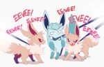  absurd_res angry arguing barking blue_body blue_fur brown_body brown_fur collar ears_up eevee eeveelution feral fluffy fluffy_tail fur glaceon group hi_res humor leash looking_at_another looking_away neck_tuft nintendo pok&eacute;mon pok&eacute;mon_(species) satori_(verfyhi) trio tuft unamused video_games yelling 