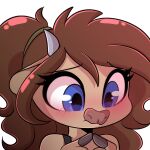  1:1 alpha_channel blue_eyes blush bovid bovine brown_hair cattle chibi fingers_together hair horn icon low_res mammal mocha_latte nervous portrait sakukitty solo 