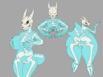  anthro bone breasts claws fangs female goo_creature goo_humanoid hi_res horn humanoid kobold lugen_kobold simple_background skeleton skeley solo wide_hips 