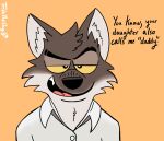  anthro brown_body brown_fur clothed clothing dialogue dreamworks english_text fur humor looking_at_viewer male mr._wolf_(the_bad_guys) open_mouth orange_background shirt simple_background smile solo suit talking_to_viewer text the_bad_guys topwear white_clothing white_shirt white_topwear yellow_eyes 