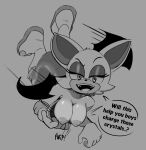  2022 absurd_res anthro breasts chiropteran exposed_breasts eyeshadow female flashing flashing_breasts flying gametimeasia greyscale hi_res makeup mammal monochrome nipples rouge_the_bat sega solo sonic_the_hedgehog_(series) wings 
