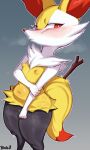  2022 belly black_body blushi_(artist) braixen breasts fur genitals hand_on_arm hi_res holding_arm inner_ear_fluff lips looking_at_viewer nintendo nude pok&eacute;mon pok&eacute;mon_(species) pussy red_body red_eyes red_fur red_inner_ear_fluff red_tail solo tuft video_games white_body white_fur white_lips yellow_body yellow_breasts yellow_ears yellow_fur yellow_tail 