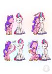  blue_eyes emoji equid equine eyebrows feathered_wings feathers female feral hair hasbro hi_res holding_object hooves mammal mlp_g5 my_little_pony mysticalpha pegasus phone pink_body pink_hair pink_tail pipp_petals_(mlp) purple_hair purple_tail sibling sister sisters sitting thick_eyebrows white_body wings zipp_storm_(mlp) 