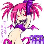  bat_wings demon_girl demon_tail disgaea elbow_gloves etna flat_chest gloves kobayashi_tetsuya lowres makai_senki_disgaea oekaki prinny red_eyes red_hair short_hair tail translation_request twintails wings 