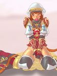  brown_eyes brown_hair fang final_fantasy final_fantasy_xi hat mihli_aliapoh mithra one_eye_closed pee peeing peeing_self puddle solo tail tears thighhighs 