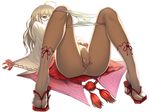  ahoge ass copyright_request cruccu glasses high_heels japanese_clothes long_hair long_legs lying masturbation miko on_back panties panty_pull pussy pussy_juice pussy_juice_stain sandals shoes solo spread_legs tabi underwear wet wet_clothes wet_panties white_panties 