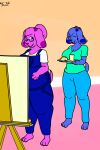  anthro big_breasts blue&#039;s_clues blue_(blue&#039;s_clues) breasts canid canine clothing duo female female/female food hi_res magenta_(blue&#039;s_clues) mammal nekonishin nickelodeon overalls pregnant pregnant_female tray 