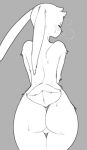  2022 anthro biped butt digital_media_(artwork) eyes_closed featureless_crotch female fur grey_background kazuhiro kemono lagomorph leporid long_ears mammal nude portrait rabbit rear_view scut_tail short_tail simple_background solo thigh_gap three-quarter_portrait 