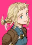  1girl 7sun blonde_hair blue_eyes braid breasts final_fantasy final_fantasy_xii long_hair looking_at_viewer open_mouth penelo simple_background smile solo twin_braids twintails 