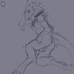  2022 anthro anus balls butt fur genitals hair hi_res looking_at_viewer looking_back lying male mammal monochrome nipples nude on_side penis presenting presenting_anus presenting_hindquarters ruttingstrap sergal solo 
