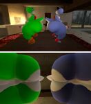  3d_(artwork) anthro ass_to_ass backsack balls big_butt boots boshi butt butt_focus carpet clothed clothing collar crouching desk digital_media_(artwork) dinosaur duo duo_focus eyewear fatty_humps fireplace footwear furniture genitals glasses gloves group handwear hi_res huge_butt living_room male mario_bros nintendo nude overweight overweight_male partial_nudity partially_clothed penis rear_view reptile scalie slightly_chubby smile source_filmmaker squats sunglasses super_mario_rpg_legend_of_the_seven_stars table tecbuttlovefa thick_thighs video_games wide_hips yoshi yoshi_(character) 