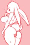  2022 anthro biped bodily_fluids breasts clothed clothing digital_media_(artwork) featureless_breasts female flying_sweatdrops fur kazuhiro lagomorph legs_together leporid long_ears mammal medium_breasts panties panties_only pink_background portrait rabbit scut_tail short_tail simple_background solo sweat sweatdrop three-quarter_portrait topless underwear underwear_only 