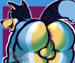  2022 anthro anus australian_cattle_dog balls bandit_heeler bent_over big_balls big_butt bluey_(series) butt canid canine canis cattledog digital_media_(artwork) domestic_dog eljelicsnsfw flirting fur genitals hair herding_dog hi_res huge_butt looking_at_viewer looking_back looking_pleasured male mammal muscular nude open_mouth pastoral_dog pose raised_tail shaded simple_background smile soft_shading solo thick_lines thick_thighs 