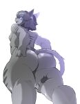  anthro big_butt butt cory_(hevymin) domestic_cat felid feline felis fluffedwings fur grey_body grey_fur hi_res male mammal solo tagme thick_thighs 