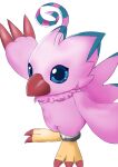  absurd_res anthro avian bandai_namco biped biyomon blue_eyes claws digimon digimon_(species) hi_res mammal simple_background solo toe_claws white_background wings 