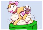  accessory angry anthro big_breasts breasts butt digital_media_(artwork) drxii female hair_accessory hair_bow hair_ribbon huge_breasts jewelry koopa koopaling lips looking_back mario_bros necklace nintendo nipples non-mammal_breasts nude pipe reptile ribbons scalie simple_background solo stuck video_games wendy_o._koopa 