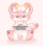  antlers asian_mythology bechology chinese_mythology east_asian_mythology female feral fur furry_tail hi_res holding_nintendo_switch holding_object horn inner_ear_fluff kirin mythology nintendo nintendo_switch pawpads solo spread_legs spreading tuft video_games young youshouyan 