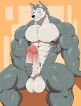  2022 abs abstract_background anatake anthro balls barazoku beastars biceps big_balls big_muscles big_penis blush canid canine canis claws erection fur genitals hi_res huge_balls huge_muscles huge_penis humanoid_genitalia humanoid_penis legoshi_(beastars) looking_at_viewer male mammal muscular muscular_anthro muscular_male nipples nude obliques pecs penis penis_grab presenting presenting_penis sharp_teeth simple_background sitting smile smirk solo teeth thick_penis thick_thighs tuft vein wolf 