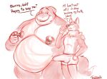  2022 anthro belly big_belly brush brushing brushing_teeth bulge canid canine canis clothed clothing dreamworks duo erection erection_under_clothing fish genital_outline hi_res humanoid_hands male male/male mammal marine moobs mr._shark_(the_bad_guys) mr._wolf_(the_bad_guys) nipples obese obese_male overweight overweight_male penis_outline shark sketch the_bad_guys uniparasite wolf 