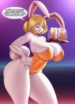  anthro big_breasts blonde_hair breasts carrot_(one_piece) clothed clothing english_text female hair hi_res lagomorph leporid mammal mleonheart one_piece rabbit solo text 